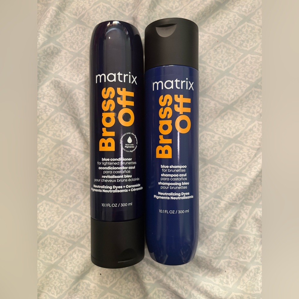 2/$40 Matrix Brass Off For Brunettes • Blue Shampoo and Conditioner Set